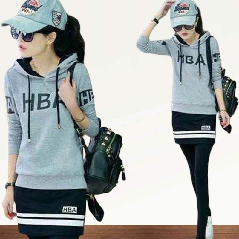 Set_bt1750 ชุดเซ็ทสปอร์ต 2 ชิ้น(เสื้อ+กางเกง) เสื้อฮู้ดแขนยาวสีพื้นสกรีนลายตัวอักษร +กางเกงกระโปรงขายาวเอวยืดผ้าคอตตอนโพลีเนื้อดีนุ่มหนาสวยผ้านิ่มใส่สบาย งานเซ็ทเข้าชุดสุดน่ารัก เท่ๆ คูลๆ ใส่แยกกับตัวอื่นก็สวยจ้า **พร้อมส่งสีเทาสีเดียวค่ะ