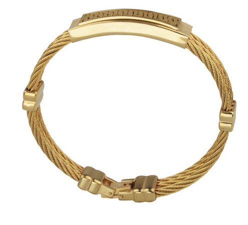 สร้อยข้อมือผู้ชาย กำไลข้อมือชาย กำไลทอง ดีไซน์ เป็นขดลวด สีทอง 3 เส้น ทองชุบ 18 K ไม่ลอก ไม่ดำ ของขวัญสุดหรู ให้แฟน 708408