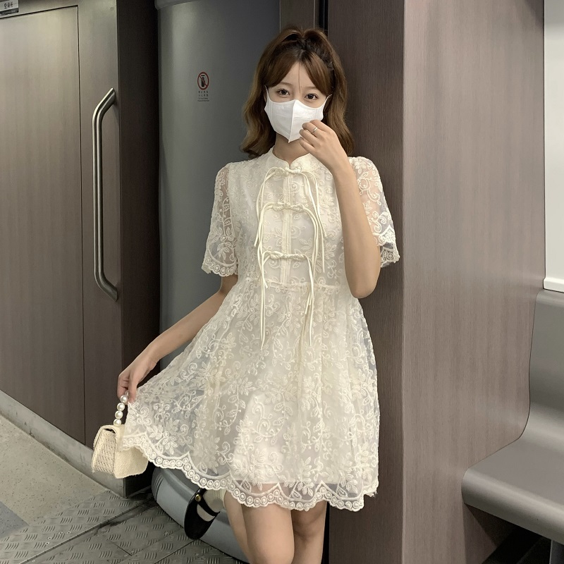 เดรสแขนสั้น มีไซส์ L-4XLอก 38-47 นิ้ว ใส่ได้ทั้งสาวหุ่นดีน่ารักจนถึงสาวอวบพลัสไซส์