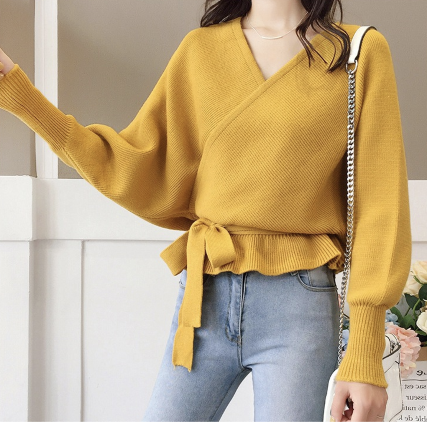 เสื้อไหมพรม ทรงสวย เซ็กซี่ โชว์แผ่นหลัง จั๊มเอว พร้อมส่ง