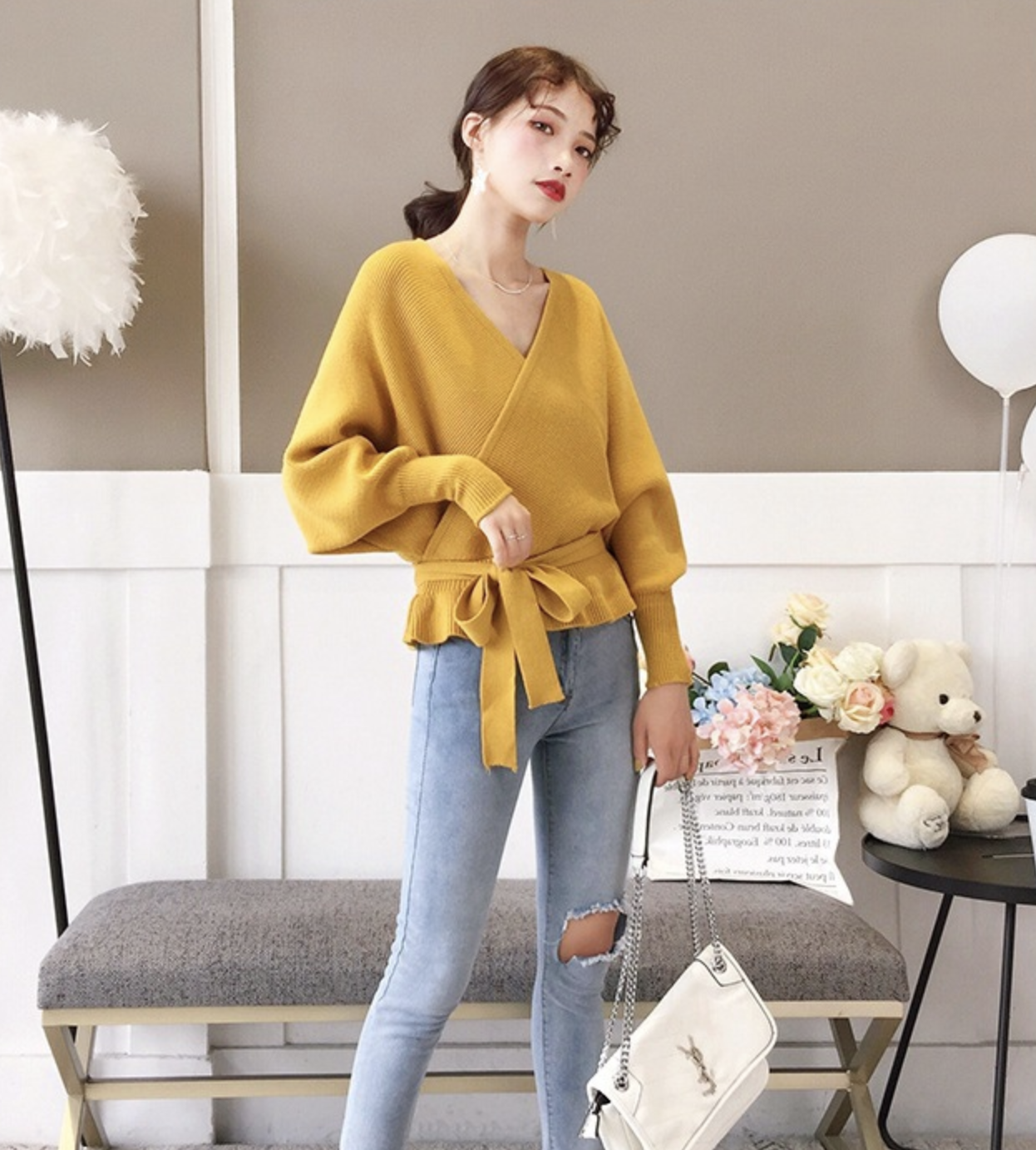 เสื้อไหมพรม ทรงสวย เซ็กซี่ โชว์แผ่นหลัง จั๊มเอว พร้อมส่ง