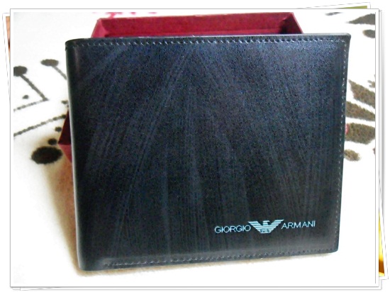 กระเป๋าสตางค์ผู้ชาย ใบสั้น Armani สีดำ พร้อมถุงกำมะหยี่