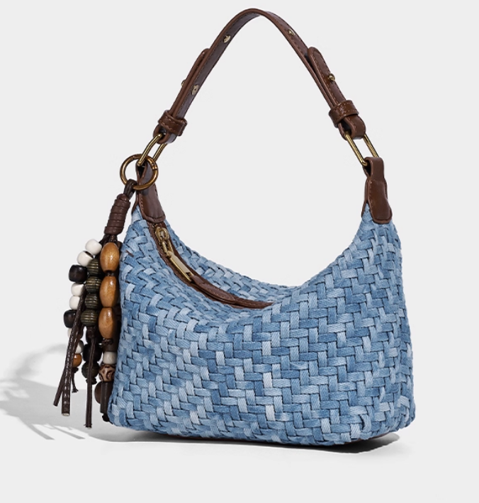 กระเป๋าแฟชั่น ผ้ายีนส์ แบบวัยรุ่น ผู้หญิง กระเป๋าสะพายข้าง ผ้ายีนส์ ลายสาน แฟชั่นใหม่ อินเทรนด์ 775304