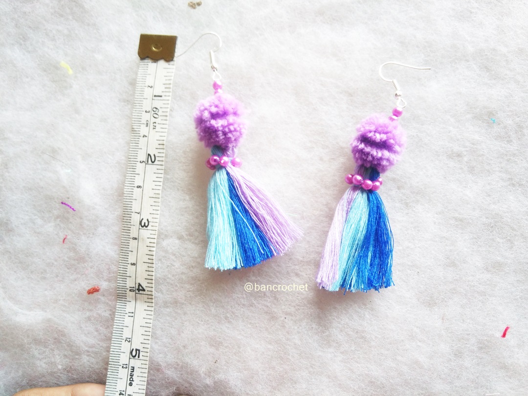 ต่างหูถักโครเชต์ crochet earrings หลากสี 3.5 นิ้ว