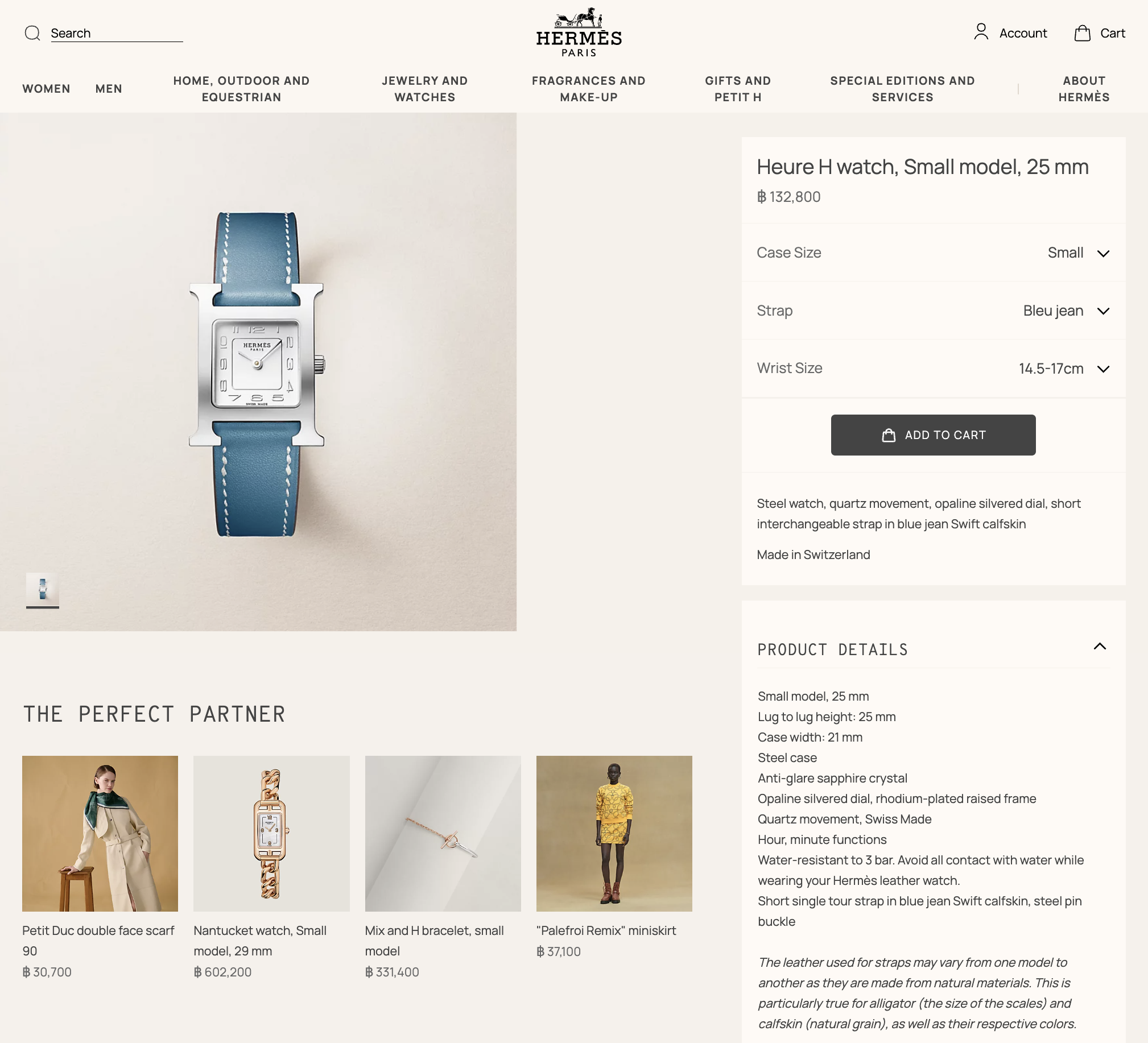 Hermes White Enamel Orange Swift H Hour PM Watch