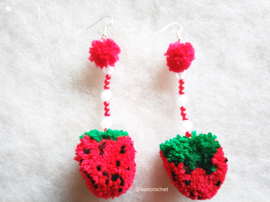Bancrochet ต่างหูถักโครเชต์ crochet earring หลากสี 4-6 นิ้ว