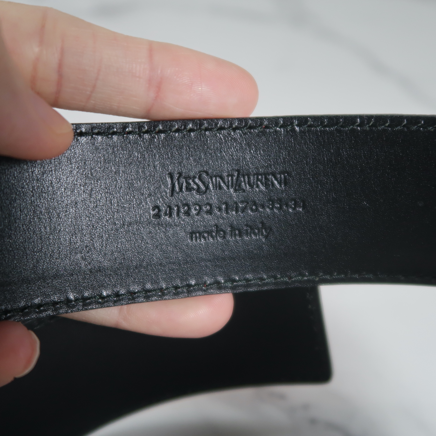 Saint Laurent Red Calf Leather Chyc Belt Size 85
