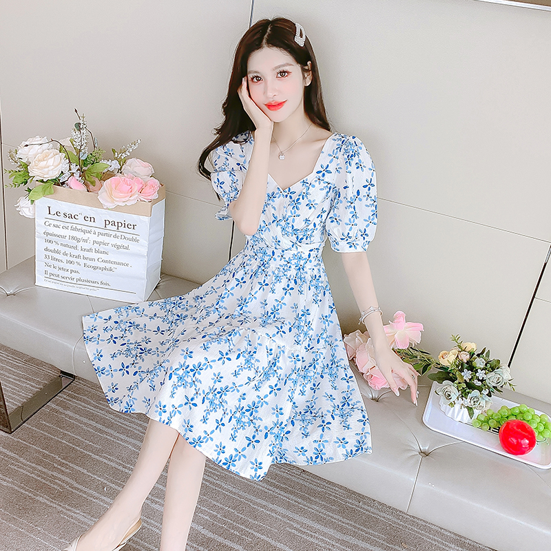 เดรสลูกไม้ เดรสชีฟองสวยๆ แขนสั้น By Meiyi women's clothing