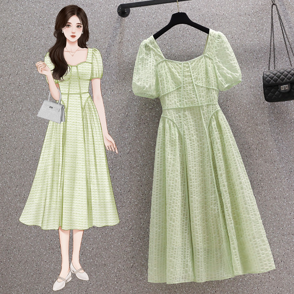 เดรสคนอ้วน เดรสสาวอวบ ชุดเดรสคนอ้วนวัยรุ่นแขนสั้น BY PLUS SIZE Girl