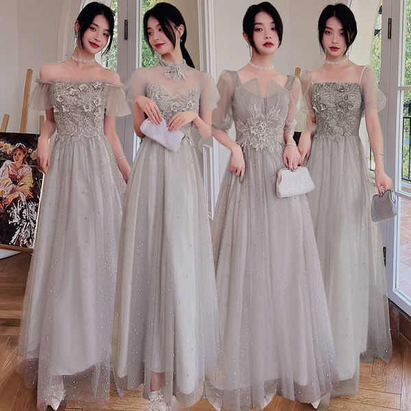 ชุดเพื่อนเจ้าสาวสีเทา ชุดเพื่อนเจ้าสาว ชุดไปงานแต่งงาน