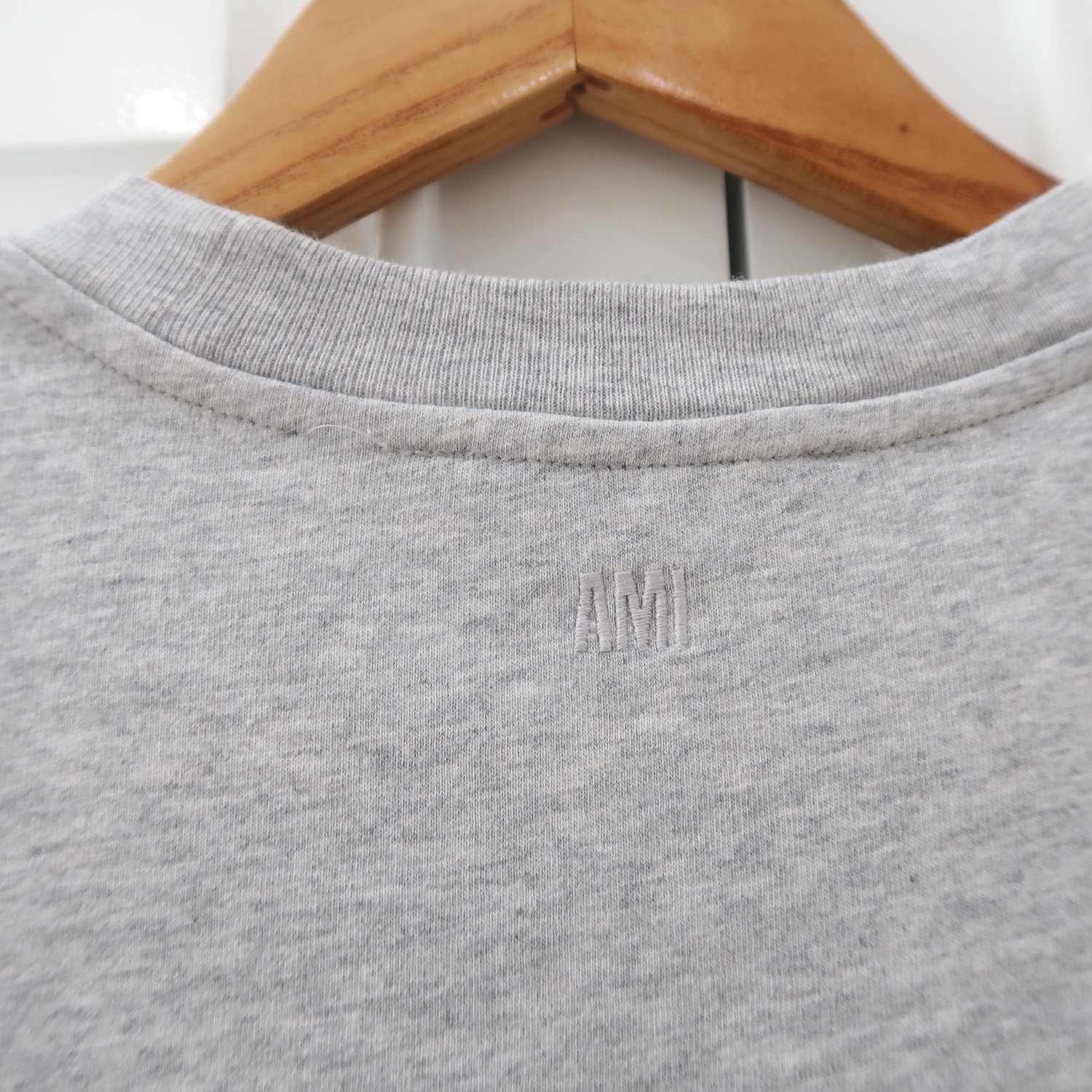 Ami Grey Cotton Logo T-Shirt