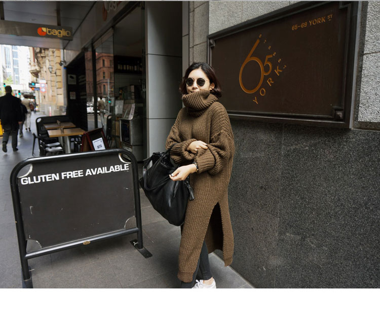 เสื้อไหมพรมคอเต่าตัวยาวโคล่ง ไหมพรมอุ่น ยืดได้เยอะ เรียบแต่เก๋