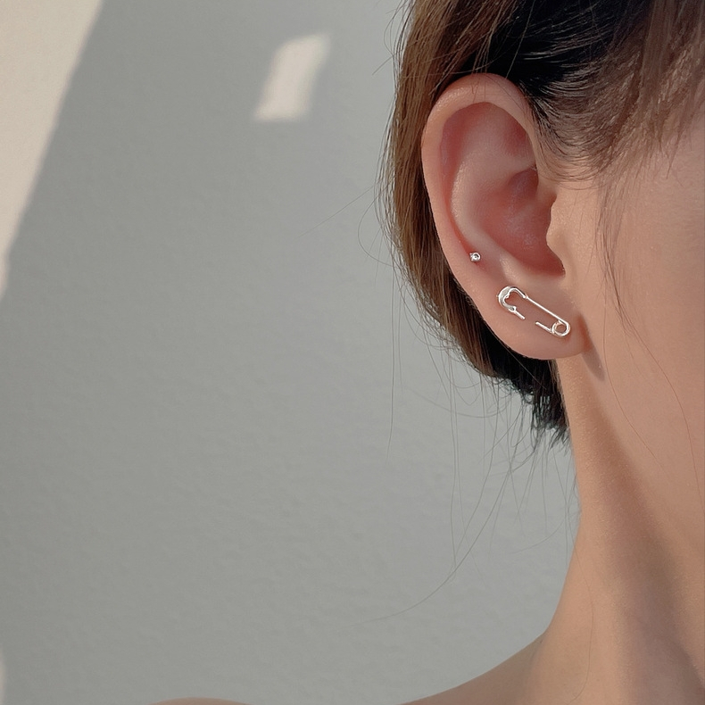 ต่างหูเงินแท้ S925 รุ่น Pin ต่างหูเข็มกลัด สีเงิน เงินแท้ทั้งชิ้น Silver925 ต่างหูผู้ชาย ต่างหูผู้หญิง ตุ้มหู
