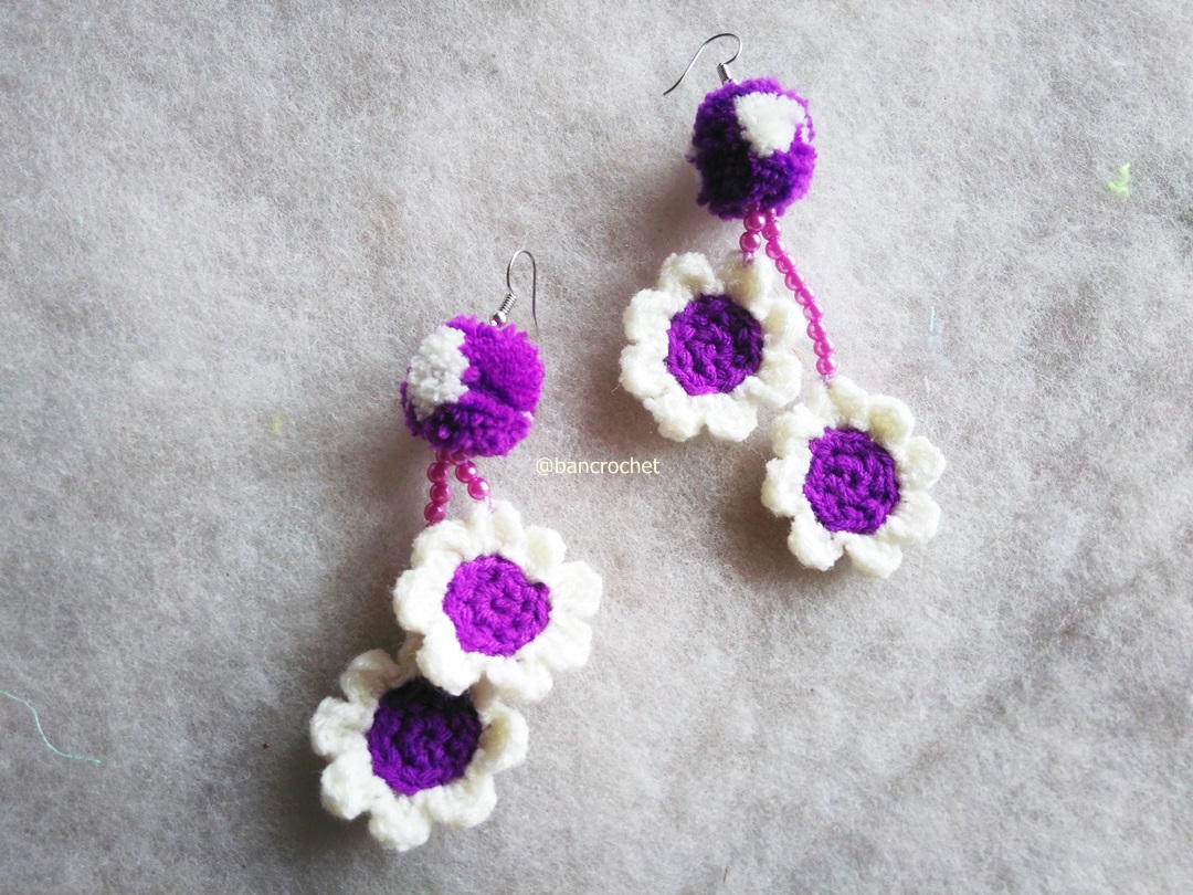 ต่างหูถักโครเชต์ crochet earrings หลากสี 4-6 นิ้ว