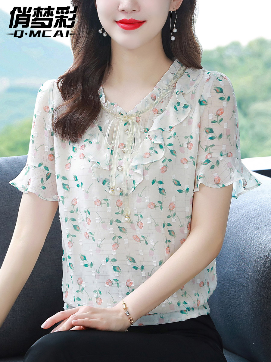 เสื้อชีฟอง เสื้อแฟชั่นสุภาพสตรีวัยผู้ใหญ่ มีไซต์ อก34นิ้ว-43นิ้ว