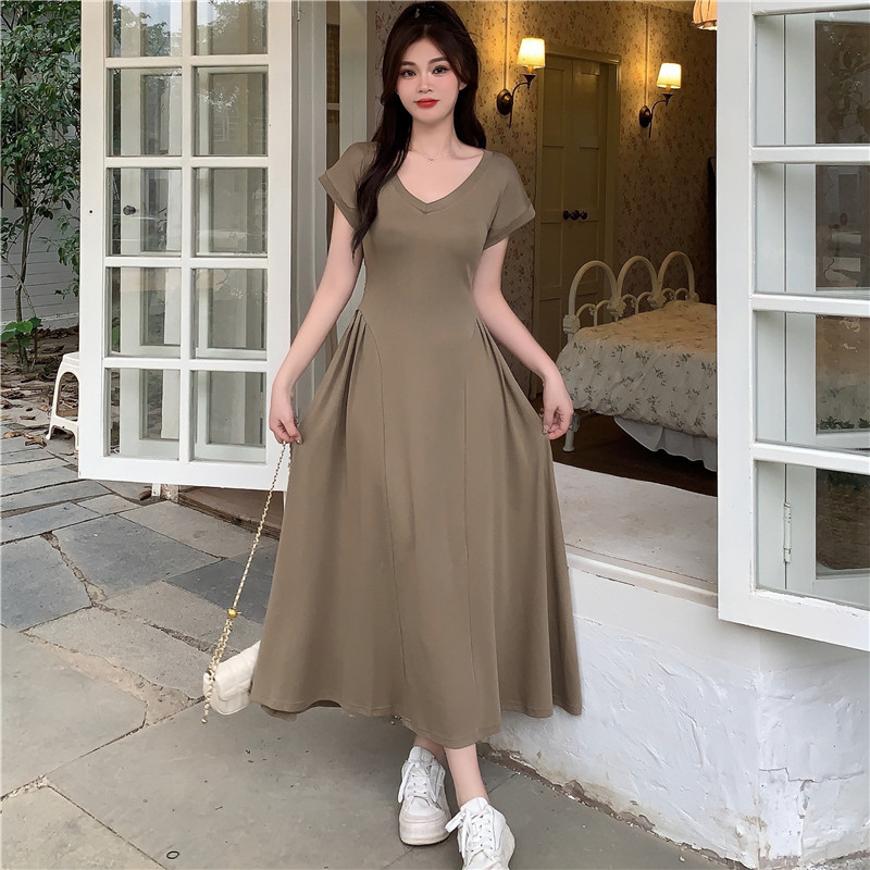 เดรสแขนสั้น มีไซส์ L-4XLอก 38-47 นิ้ว ใส่ได้ทั้งสาวหุ่นดีน่ารักจนถึงสาวอวบพลัสไซส์ จัดส่งฟรี! ทักแชทสั่งซื้อ