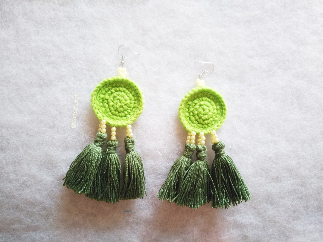 ต่างหูถักโครเชต์ crochet earrings หลากสี 5 นิ้ว