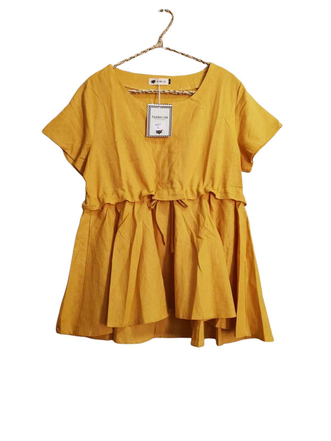 Blouse3752 เสื้อแฟชั่นไซส์ใหญ่สาวอวบแขนสั้นทรงปล่อยเอวรูดชายระบาย ผ้าลินินสีพื้นเนื้อดีใส่สบาย งานน่ารักแมทช์ง่าย ใส่กับขาสั้นหรือขายาวก็น่ารักไม่แพ้กัน