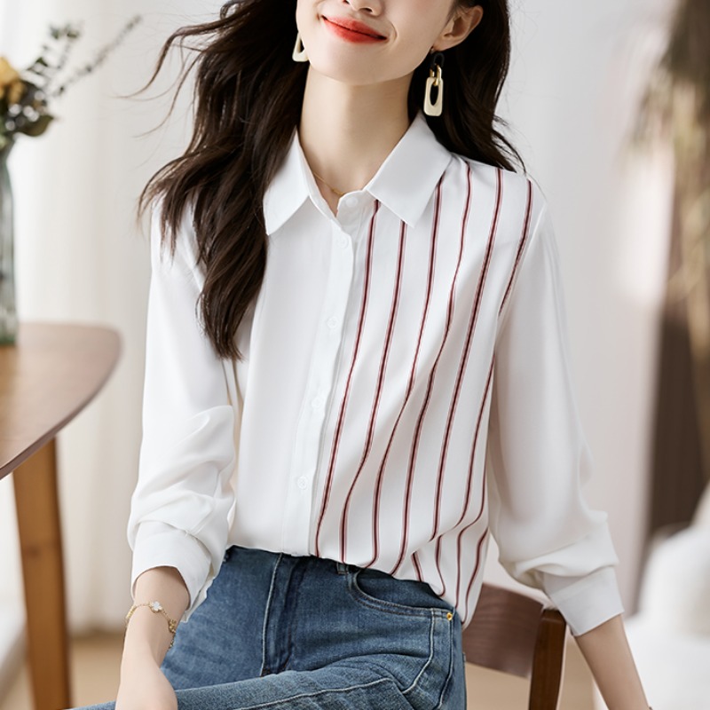 เสื้อเชิ้ตผู้หญิงแขนยาว เสื้อเชิ้ตผู้หญิงใส่ทํางาน 390 บาทต่อชิ้น ฟรีค่าจัดส่ง
