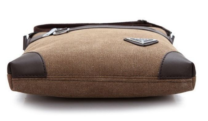 กระเป๋าสะพายข้างผู้ชาย ขนาดกลาง กระเป๋าสะพายผ้าแคนวาส แบบไม่มีฝาปิด ใช้ง่าย กระเป๋าสะพายข้างผู้หญิง ผู้ชายใช้ได้ สีน้ำตาล น้ำเงิน 607366