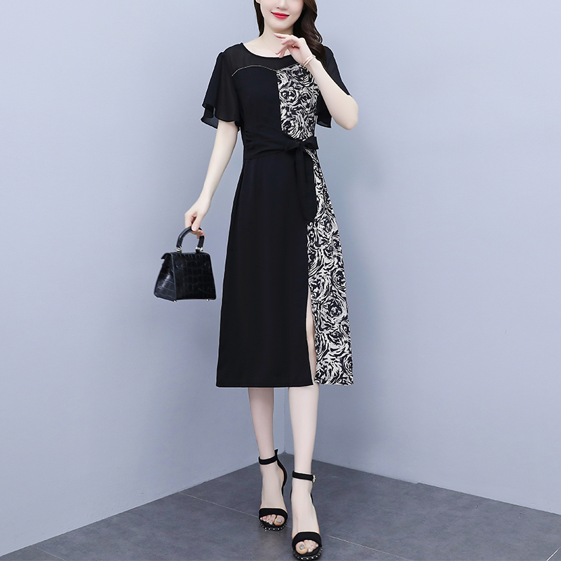 เดรสคนอ้วน เดรสสาวอวบ ชุดเดรสคนอ้วนวัยรุ่นแขนสั้น BY PLUS SIZE Girl