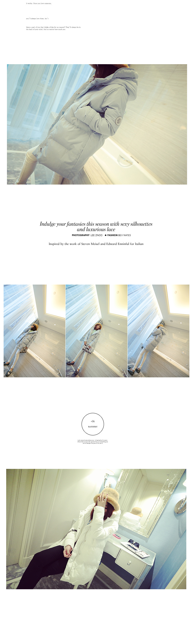 เสื้อกันหนาว สีขาว ตัวยาว ผ้าร่มเนื้อดีกันลม บุนวมนุ่ม ซิปและกระดุมหน้า พร้อมส่งจ้า