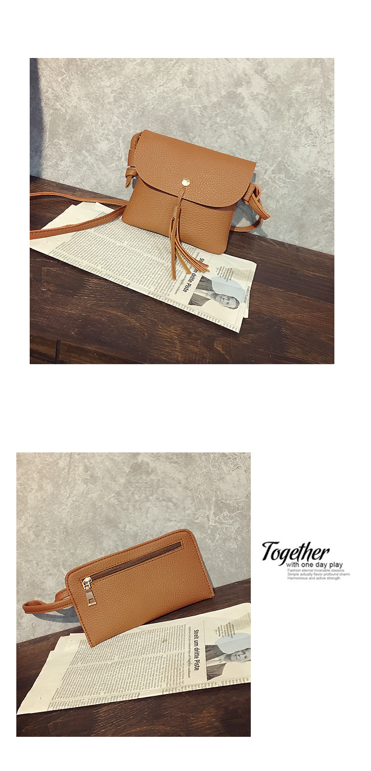 ซื้อ 1 ได้ถึง 4 กระเป๋าสะพายหนังทรงสวย + กระเป๋าใบเล็ก สีน้ำตาล พร้อมส่ง brown