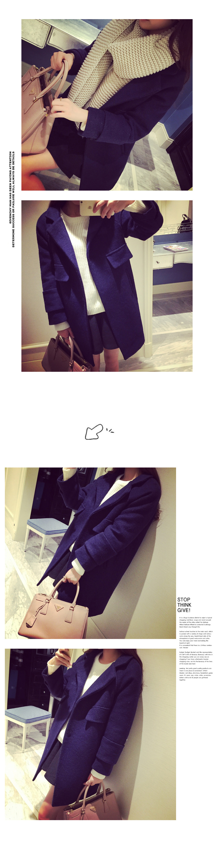 เสื้อโค้ทกันหนาว สไตล์เกาหลี พร้อมส่ง DARK BLUE