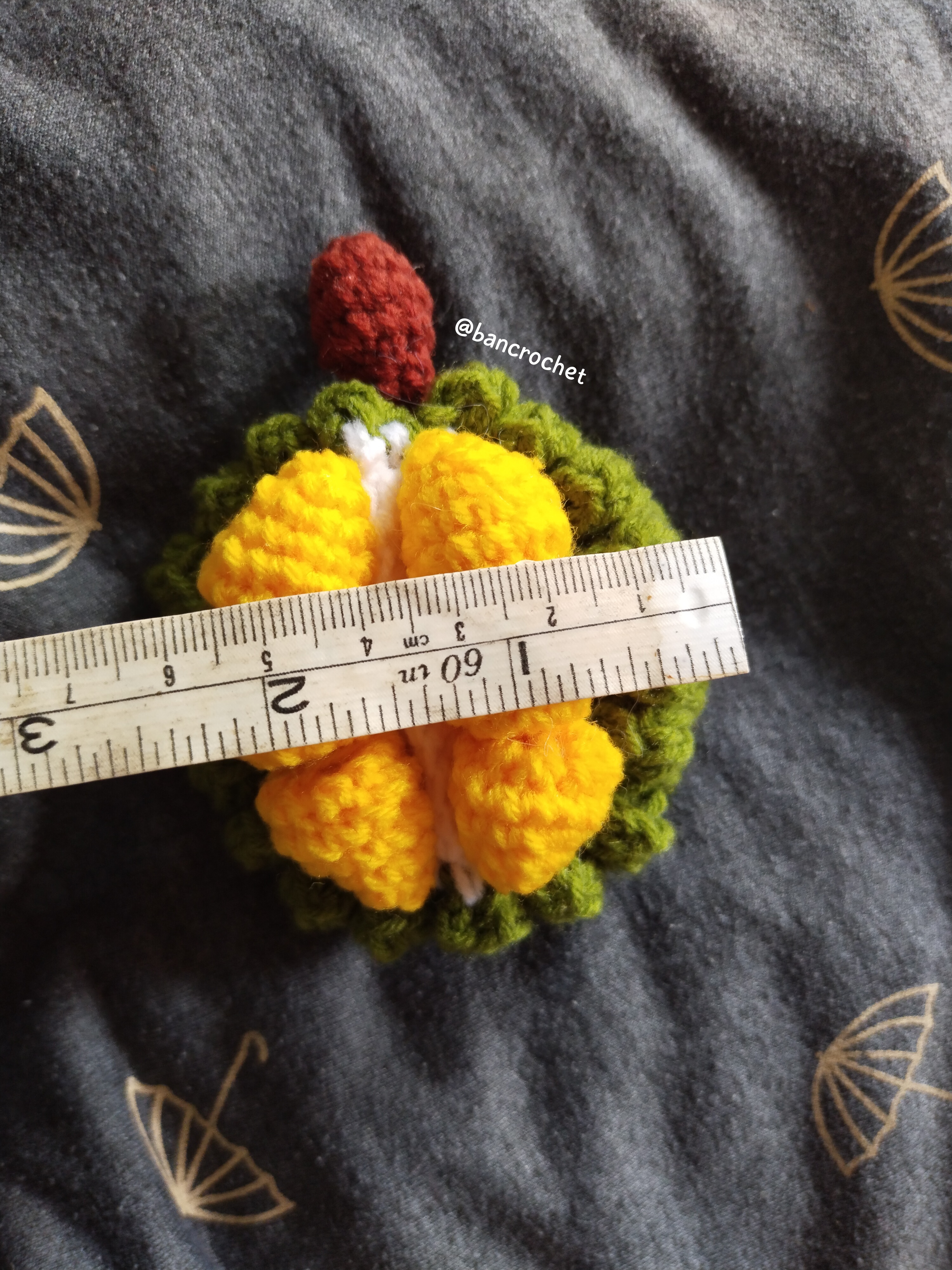 Bancrochet ทุเรียนถักไหมพรม Crochet Durian หลากสี 3*3 inch