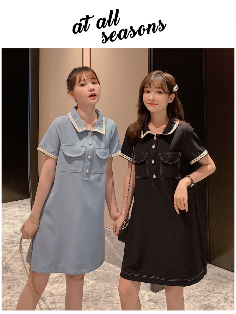 Dress4563 เดรสคอปกกระดุมหน้าสีพื้น ดีเทลแต่งแถบลูกไม้ปกและปลายแขน กระเป๋าอก ผ้าโพลีเนื้อดีใส่สบาย ผ้ามีน้ำหนักทิ้งตัว งานสวยใส่ง่าย ทรงนี้น่ารักมีติดตู้ไว้ใส่ได้เรื่อยๆ มี 2 สี ฟ้า, ดำ