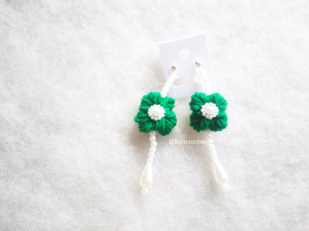 Bancrochet ต่างหูถักโครเชต์ crochet earrings หลากสี 4-6 นิ้ว