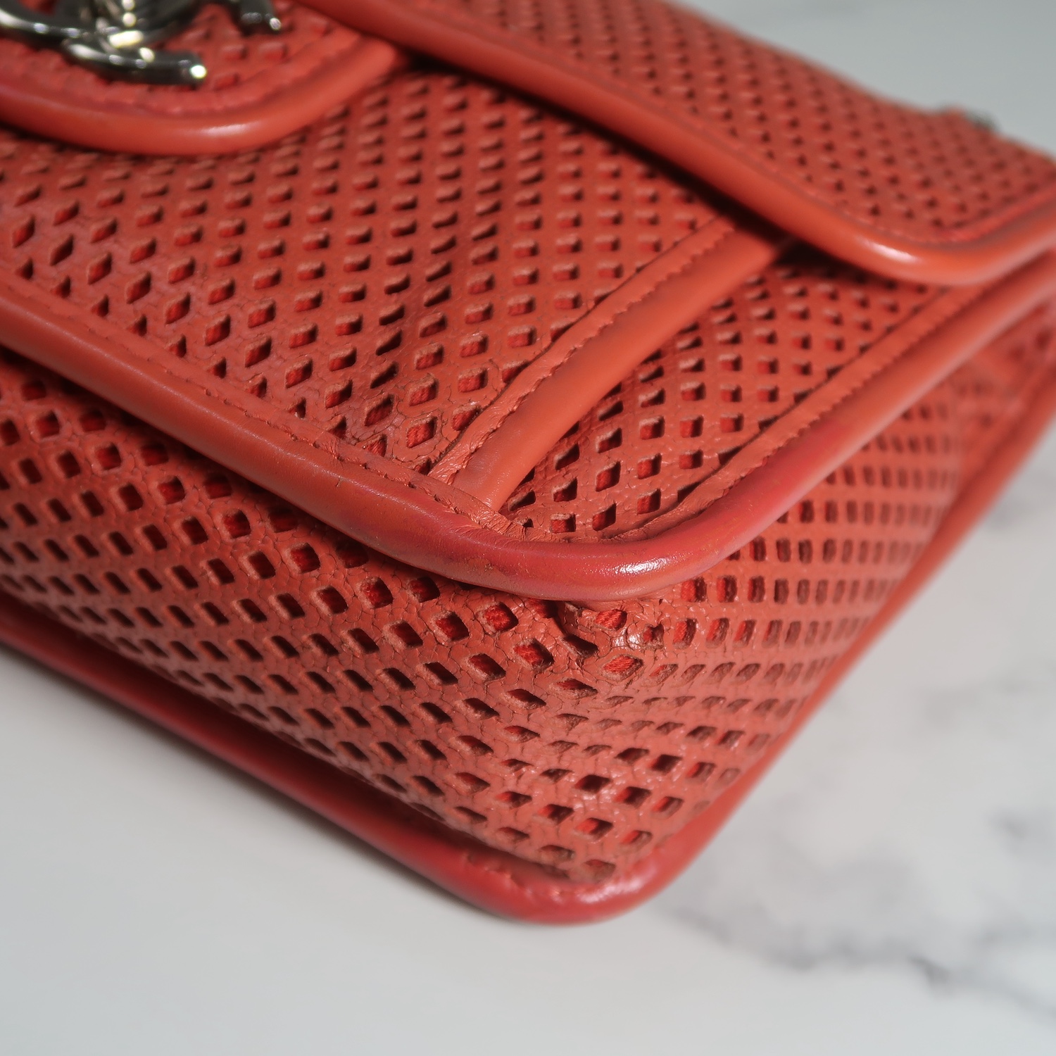 Chanel Red Perforated Calfskin Small Up In The Air Flap