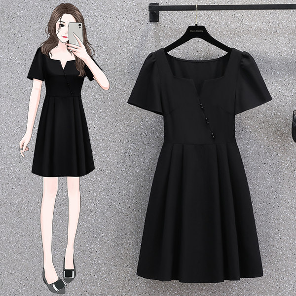 เดรสคนอ้วน เดรสสาวอวบ ชุดเดรสคนอ้วนวัยรุ่นแขนสั้น BY PLUS SIZE Girl