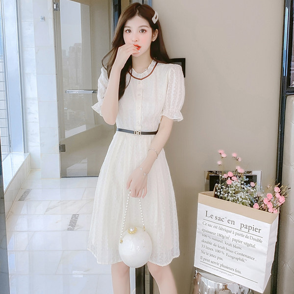 เดรสลูกไม้ เดรสชีฟองสวยๆ แขนสั้น By Meiyi women's clothing