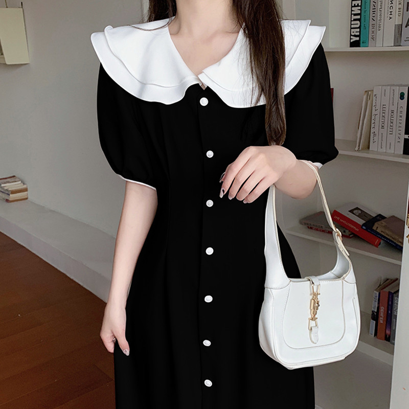 เดรสแขนสั้นมีไซส์L-4XLอก38-47นิ้ว