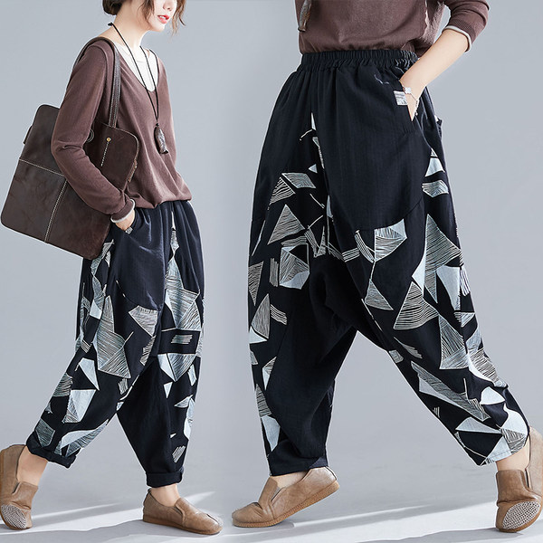 กางเกงผ้าลินิน กางเกงขายาว กางเกงผ้าลินินญี่ปุ่น กางเกงผ้าลินิน เอว ยางยืด By LZcotton and linen