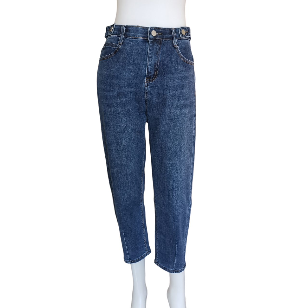 Jeans349 กางเกงยีนส์ขายาวเอวสูง ปลายขาเย็บเก็บทรงสวย ผ้ายีนส์แท้ยีนส์ฟอกยืดนิ่ม แฟชั่นนำเข้าเกรดพรีเมียม ผ้านุ่มน่าใส่ทรงสวยงานดี แมทช์กับอะไรก็เข้า
