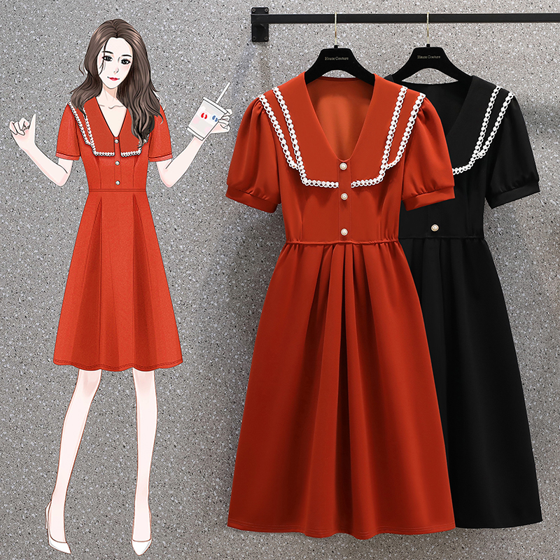 เดรสแขนสั้น มีไซส์ L-4XLอก 38-47 นิ้ว ใส่ได้ทั้งสาวหุ่นดีน่ารักจนถึงสาวอวบพลัสไซส์