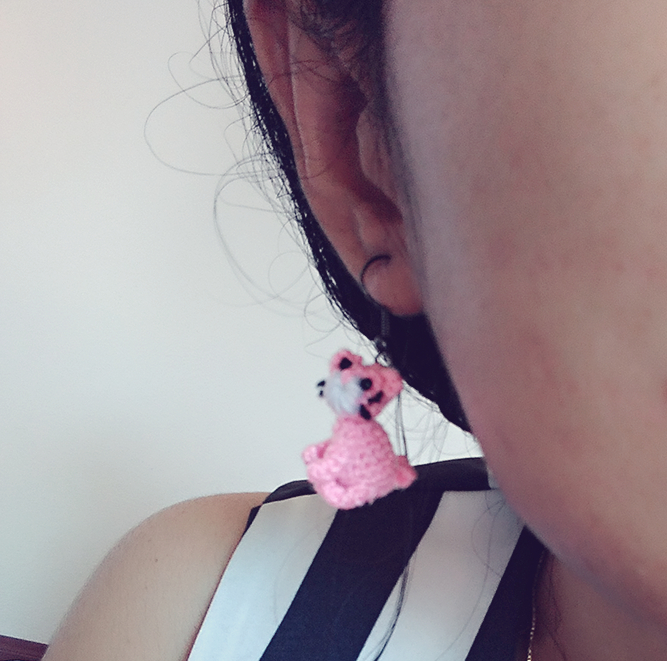 ต่างหูถักโครเชต์ รูปแมว earrings crochet