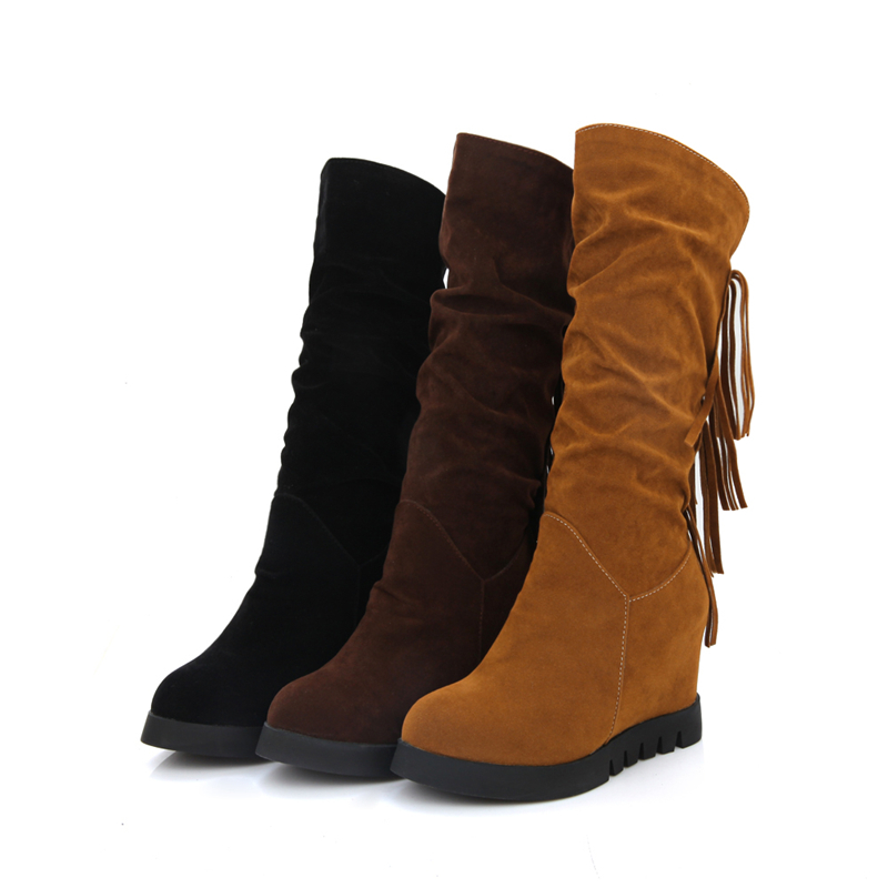 Boots รองเท้าบูท หนังสักกะหลาด สีน้ำตาลอ่อนเสริมส้นและบุผ้าสพลีด้านใน ใส่แล้วเซอร์ วินเทจมากค่าาา