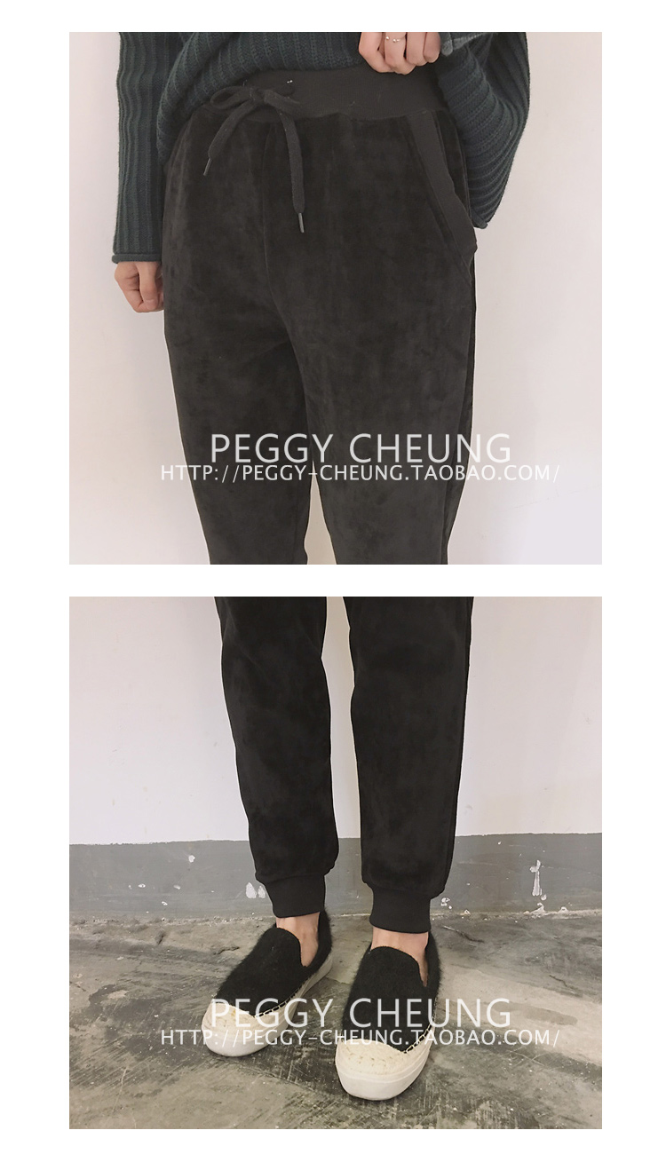 กางเกงขายาวผ้าขนกันหนาว สีดำ ขนสั้นทั้งด้านในและด้านนอก อุ่นและนุ่มมากๆๆๆๆ ทรงสวย black