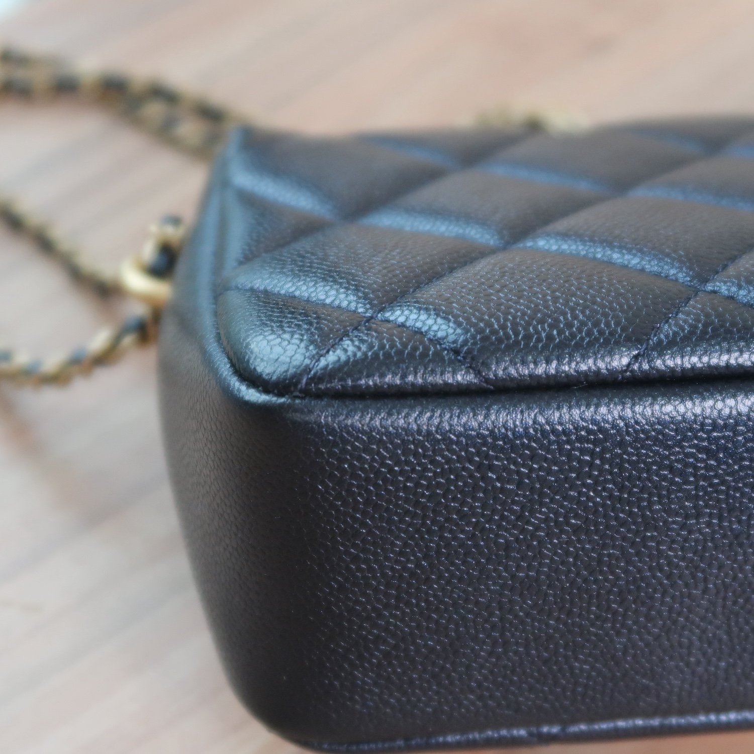 Chanel Black Caviar Mini 7" Adjustable Strap GHW