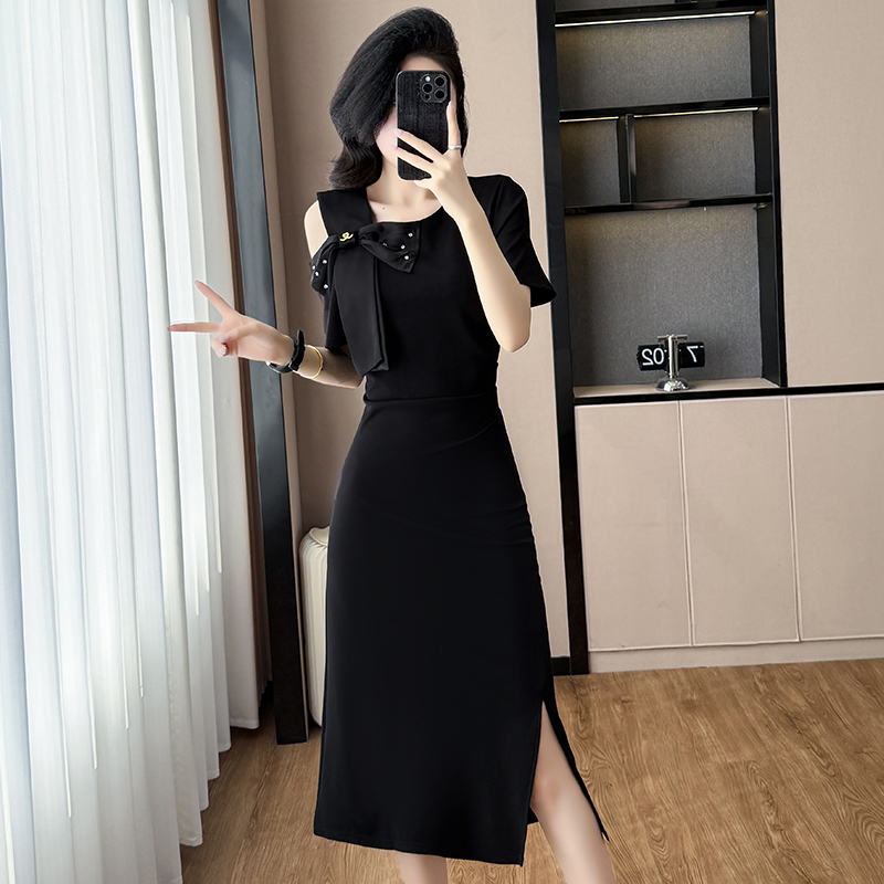 เดรสสีดำ ชุดเดรสคนอ้วน ชุดเดรสสาวพลัสไซส์ XL-5XL