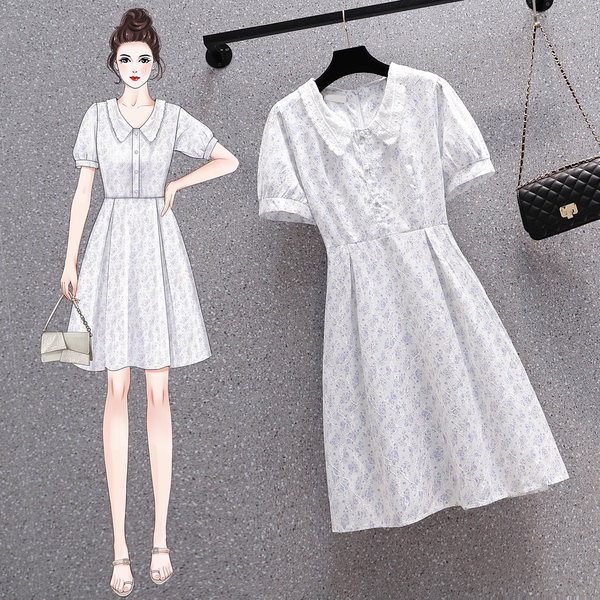 เดรสคนอ้วน เดรสสาวอวบ ชุดเดรสคนอ้วนวัยรุ่นแขนสั้น BY PLUS SIZE Girl