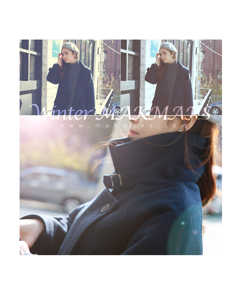เสื้อโค้ทกันหนาว ดีเทลเยอะ ใส่ได้หลายแบบ ผ้าวูลเนื้อดีหนานุ่ม บุซับในกันลม สีกรมท่า พร้อมส่งจ้า กรมท่า