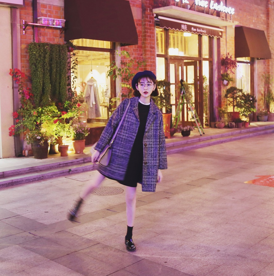 เสื้อโค้ทกันหนาว สไตล์ญี่ปุ่น ลายขาวดำ เรียบง่าย ดูดี พร้อมบุซับในกันลม