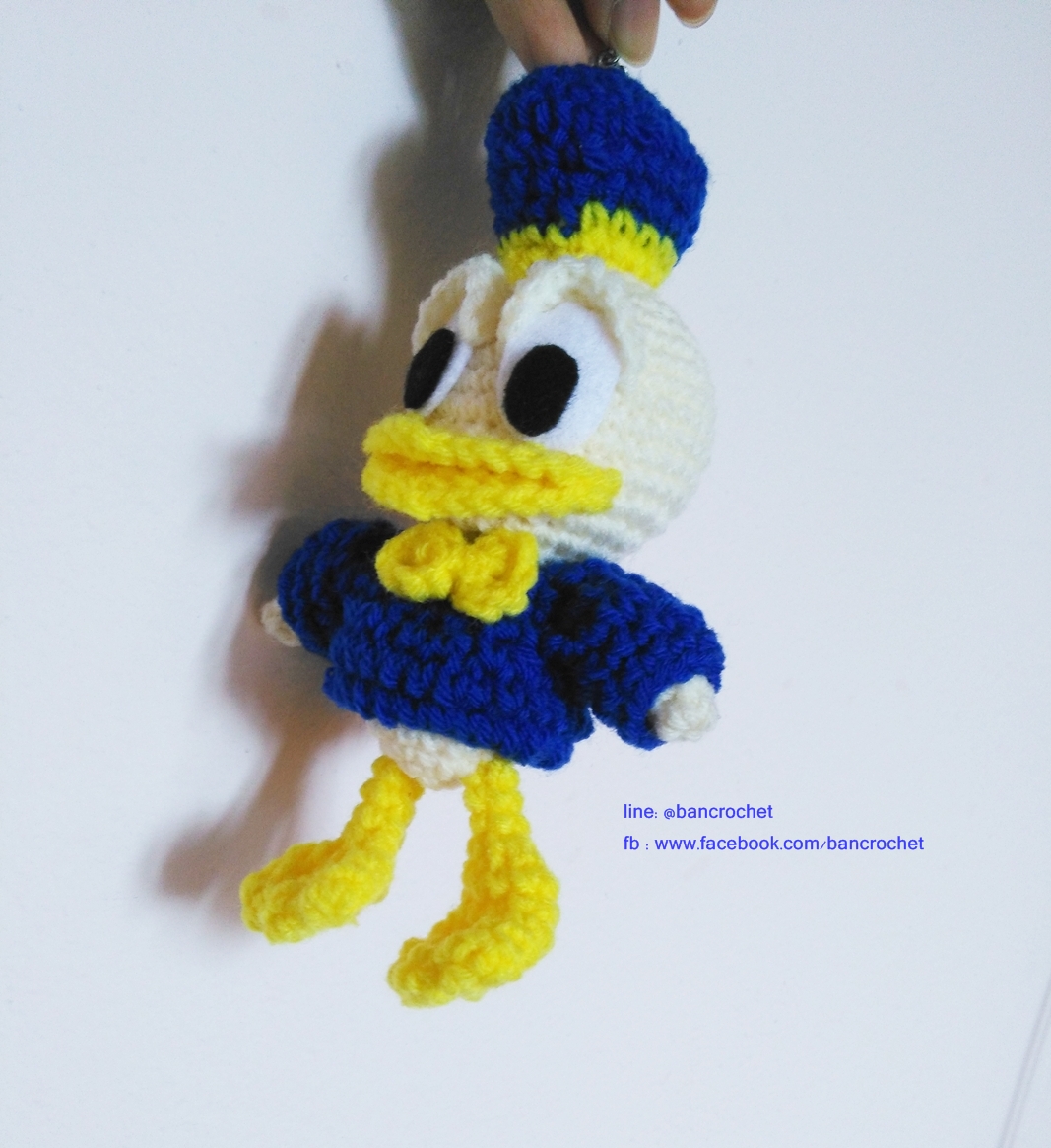 ตุ๊กตาเป็ด donald duck ขนาด 5 นิ้ว (donald duck amigurumi crochet)