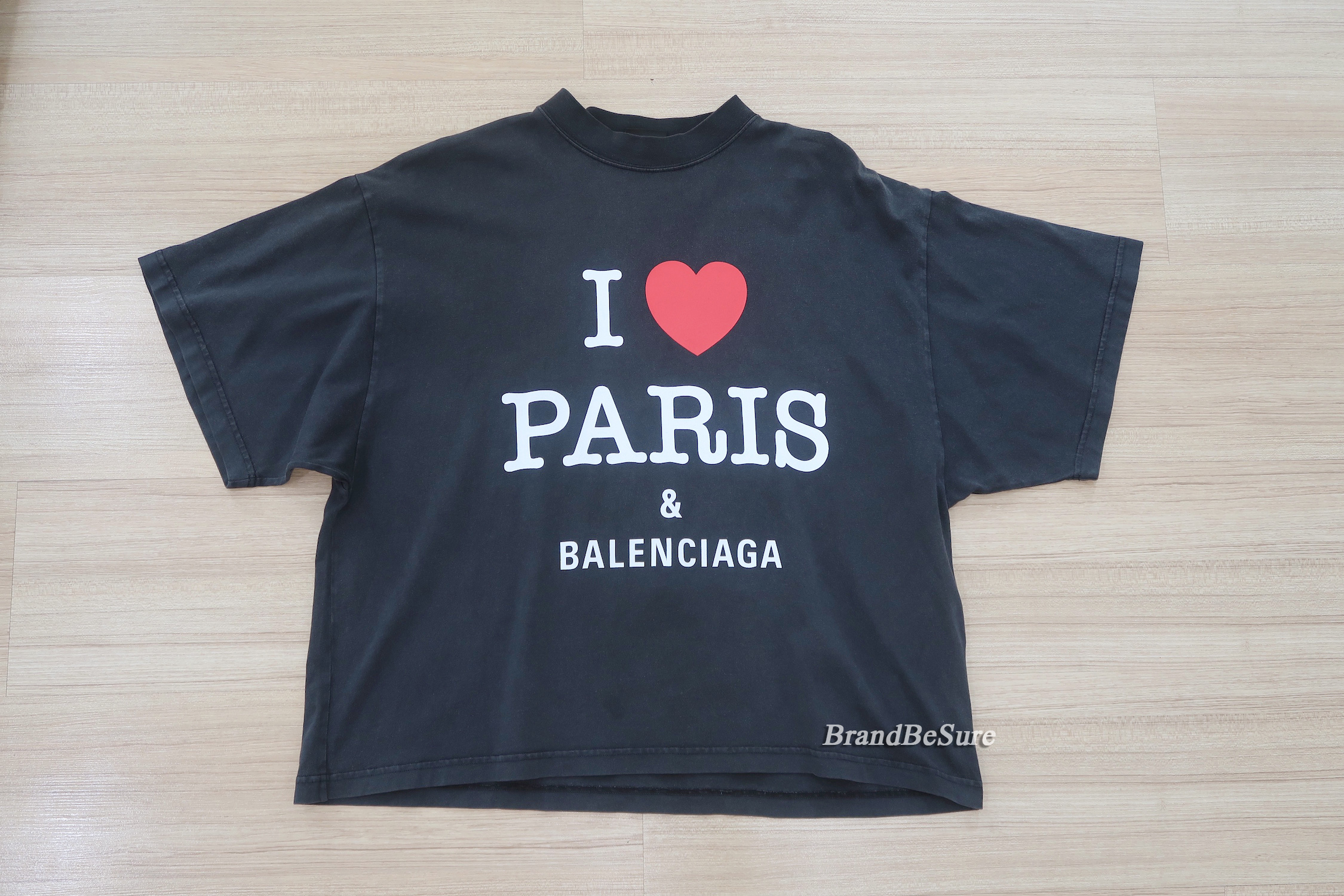 Balenciaga Black I Love Paris Logo T Shirt