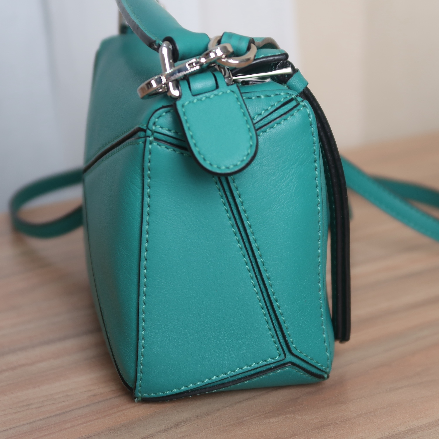Loewe Emerald Green Calfskin Puzzle Mini SHW