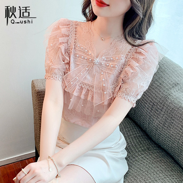 เสื้อลูกไม้ แขนสั้น